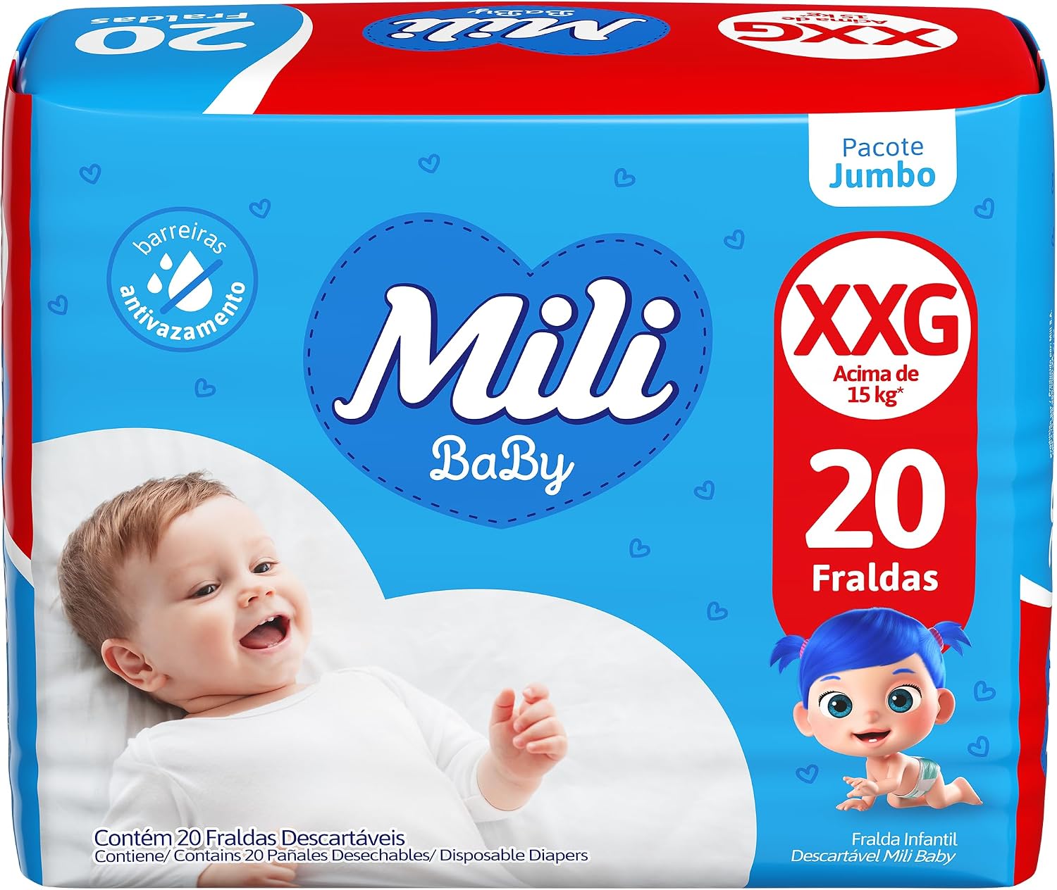 Mili Fralda Baby Jumbo Xxg - 20 Unidades