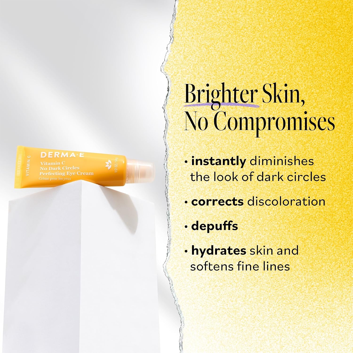 Derma E Creme para olhos aperfeiçoador de vitamina C sem olheiras, 14,2 g, creme para olhos com vitamina C corretor de cor com açafrão e cafeína para linhas finas e inchaço sob os olhos - Imagem 2
