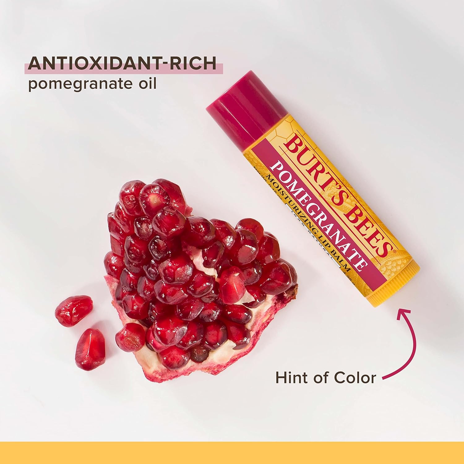 Burt's Bees Bálsamo labial, hidratante para os lábios, 100% natural, Romã com cera de abelha e extratos de frutas (embalagem com 4) - Imagem 2