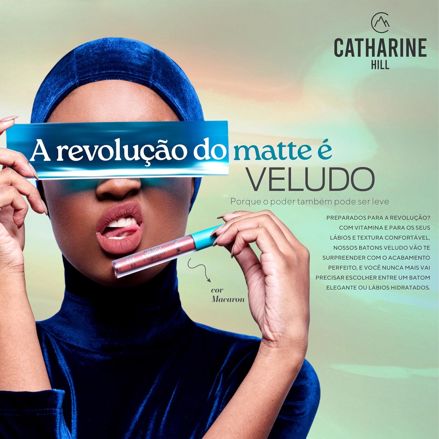 Catharine Hill Batom Líquido Veludo 1014/V2 Pink Velvet 3,8ml Acabamento Aveludado Matte Elegante Vitamina E Silicone - Imagem 5