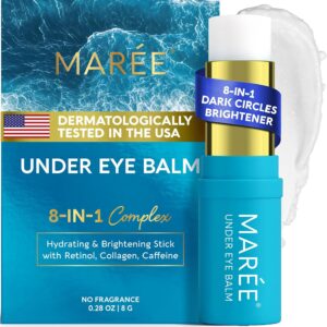 MAREE Bastão hidratante Under Eye Balm Stick - Retinol Cafeína Under Eye Brightener Stick para mulheres mais velhas - Creme de colágeno sob os olhos para olheiras e rugas - Hidratante de tratamento de