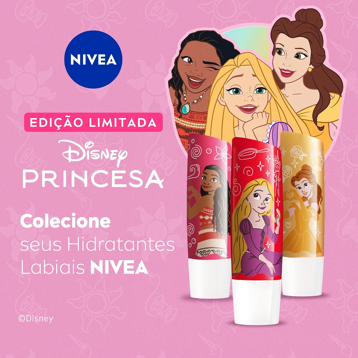 NIVEA Hidratante Labial Morango Silvestre Ed. Limitada Rapunzel Disney® Princesa 4,8g, Hidratação Intensa 24h, Cor Suave, Brilho Delicado, Manteiga de Karité - Imagem 7