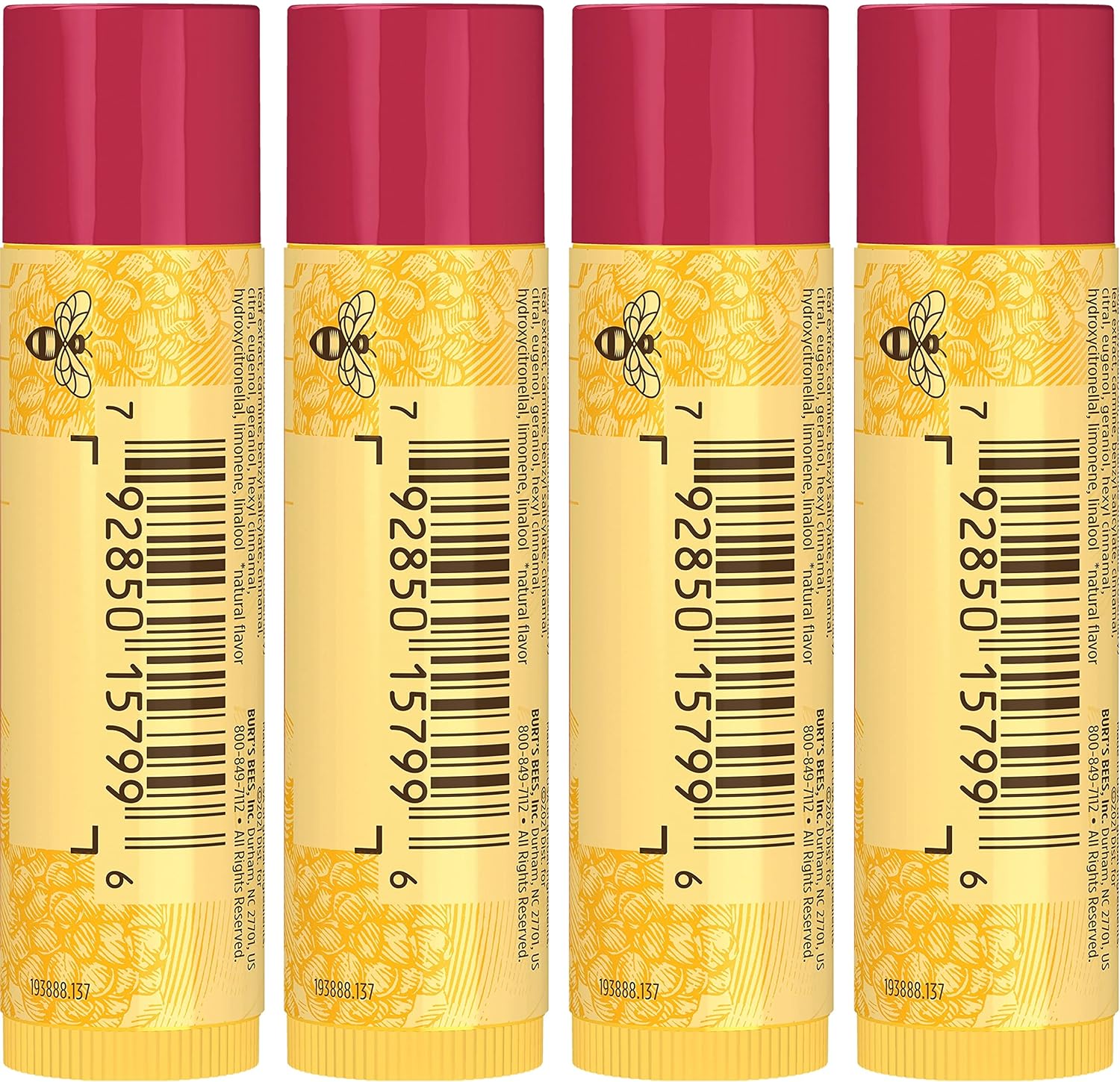 Burt's Bees Bálsamo labial, hidratante para os lábios, 100% natural, Romã com cera de abelha e extratos de frutas (embalagem com 4) - Imagem 17