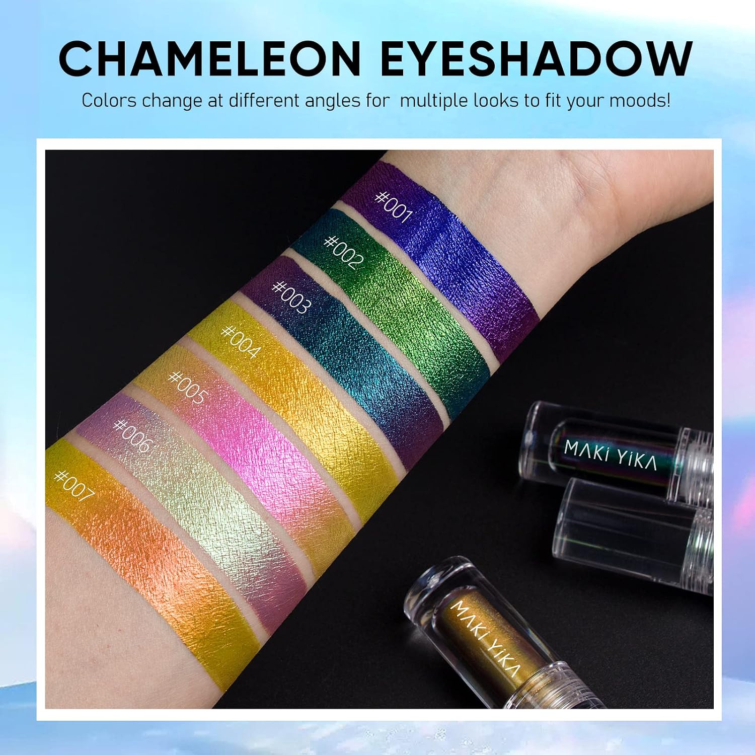 MAKI YIKA Liquid Glitter Eyeshadow, 3 Colors Chameleon Eyeshadow Color Shifting, Multichrome Eye Shadow High Pigmented, Long Lasting and Smudge Proof (#1+#3+#6) - Imagem 7