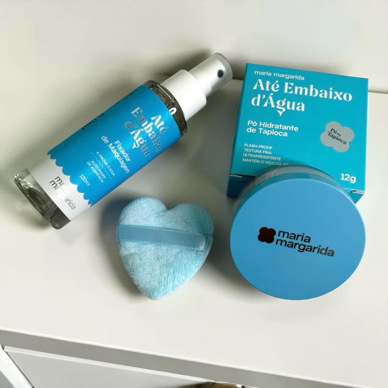 Maria Margarida Kit 2 Produtos Pó Solto Hidratante de Tapioca + Fixador de Maquiagem e Esponja de Presente (Pó 03)