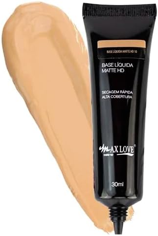 Base Líquida Matte HD Max Love Cor 20 - Cobertura Alta, Acabamento Matte, Longa Duração e Custo-Benefício
