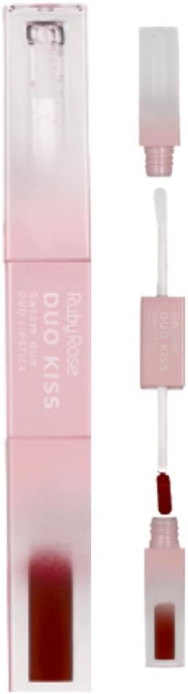 Batom Líquido Ruby Rose Duo Kiss Matte 2 em 1 Alta Cobertura Com Gloss (DK07, 5g)