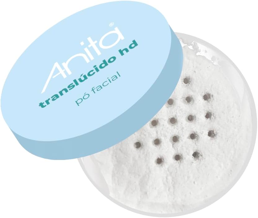 Pó Facial Translúcido HD Vegano Anita - Efeito Matte, Controla Oleosidade e Fixa Maquiagem Profissional