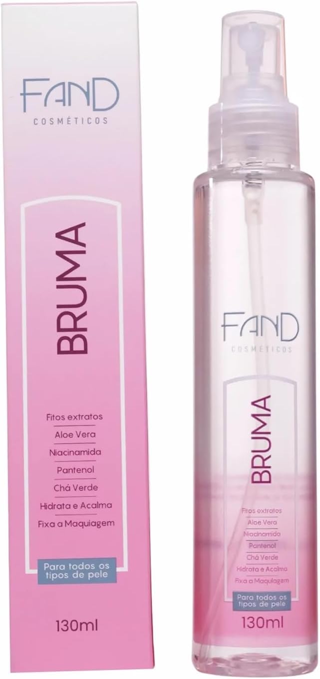 Bruma Fixadora de Maquiagem, Spray Hidratante, Aloe Vera, Niacinamida, Pantenol, Chá Verde, 130ml Fand Cosméticos