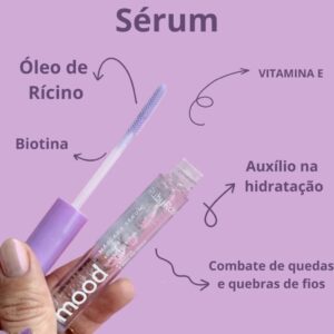 Máscara sérum cílios e sobrancelhas Ruby Rose Mood | Biotina, Óleo de Rícino, Hidratação, Reduz Queda dos Fios