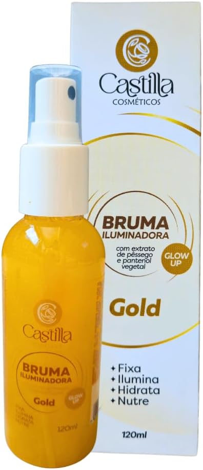 Bruma Iluminadora Gold Castilla 120mL – Fixa, Hidrata e Ilumina com Extrato de Pêssego e Pantenol - Imagem 2