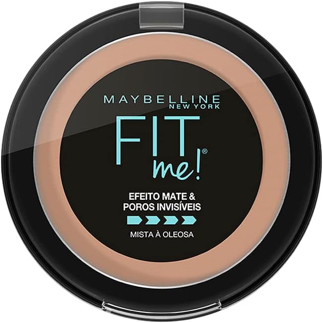 Maybelline New York Pó Compacto Fit Me Efeito Mate e Poros Invisíveis Médio Rosado R05, 100% matte, controla o brilho, sela a maquiagem, disfarça poros e dura até 12 horas