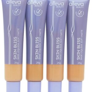 Base Líquida Alleva Soft Matte Skin Bliss Cor 14 - Cobertura Média e Longa Duração, 25g