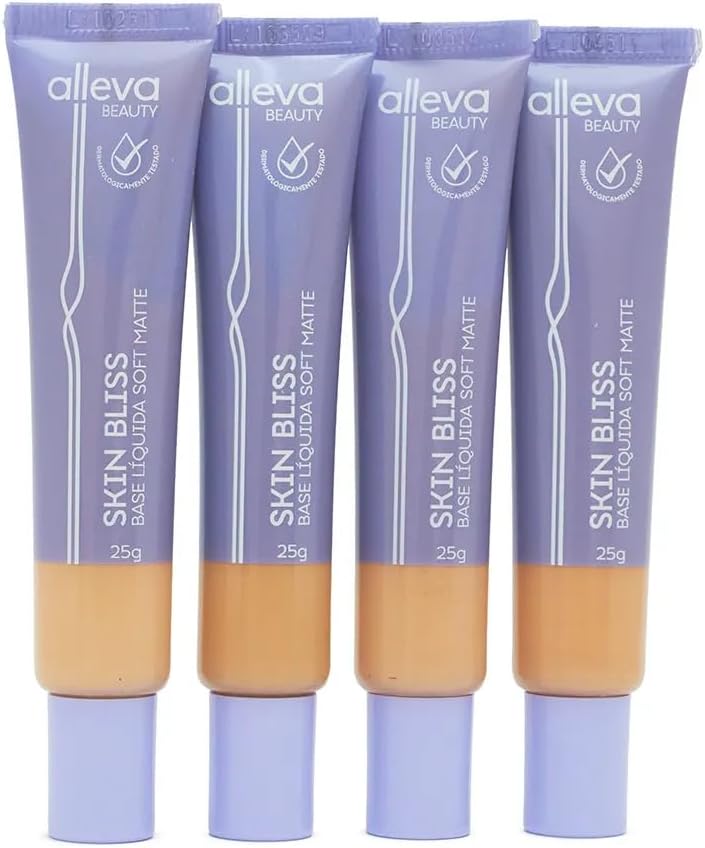 Base Líquida Alleva Soft Matte Skin Bliss Cor 14 - Cobertura Média e Longa Duração, 25g