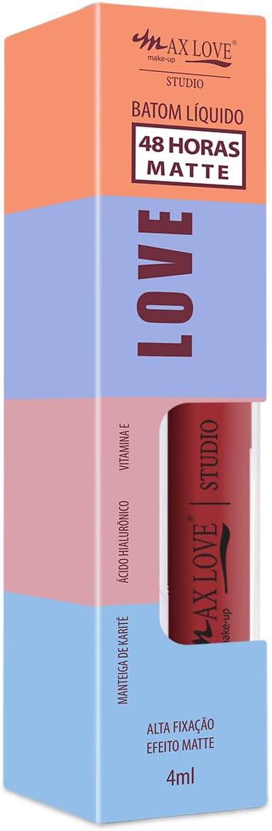 Max Love Batom Líquido Matte 48H - Secagem Rápida, Alta Pigmentação, Cor 276 - Excelente Custo-benefício
