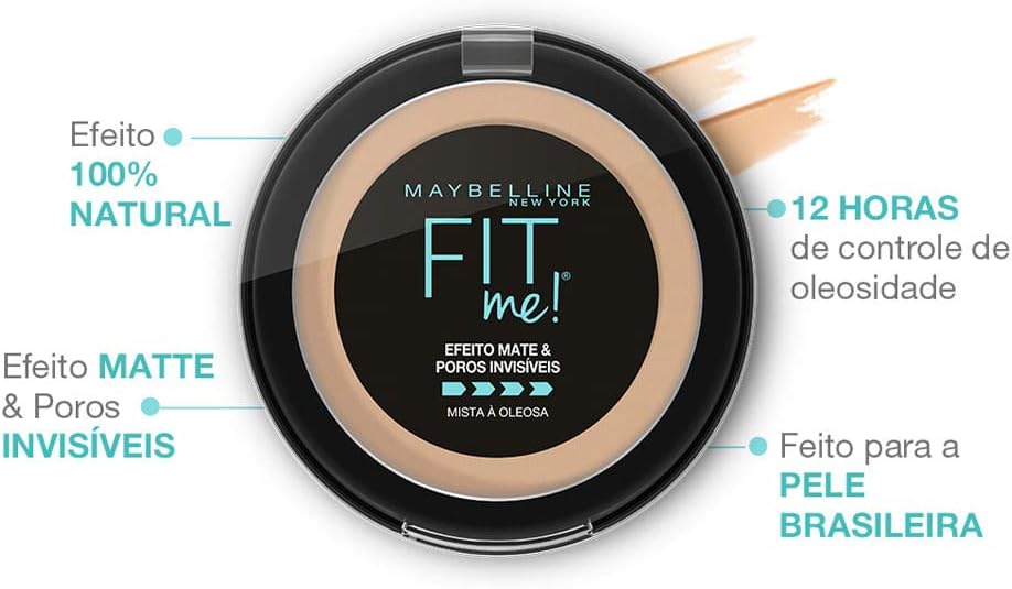 Maybelline New York Pó Compacto Fit Me Efeito Mate e Poros Invisíveis Médio Rosado R05, 100% matte, controla o brilho, sela a maquiagem, disfarça poros e dura até 12 horas - Imagem 4