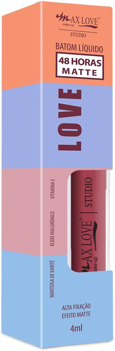 Batom Líquido Matte Max Love 48H - Longa Duração e Não Transfere, Cor 279 Nude Versátil, Maquiagem Boca Cosméticos