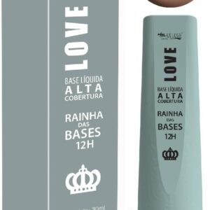 Base Líquida Max Love Alta Cobertura - Efeito Matte, Longa Duração 12 Horas, Cor 608 - Rainha Das Bases