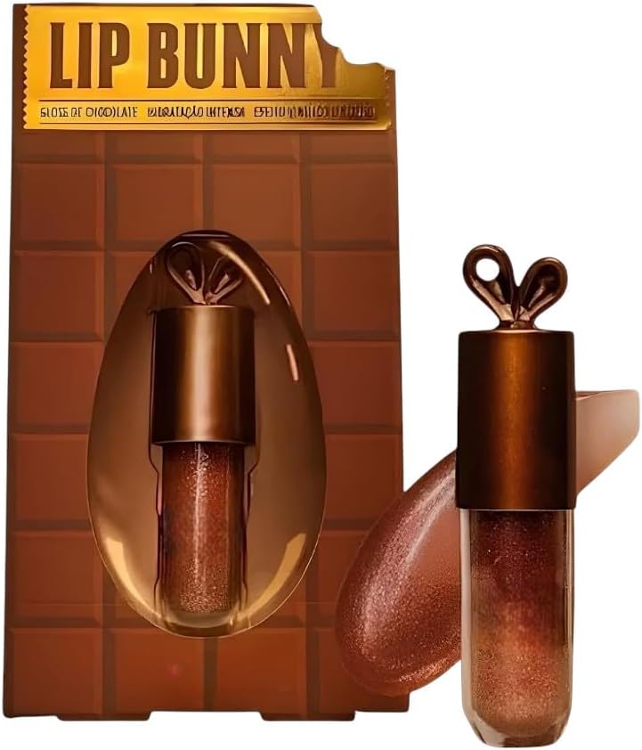 Lip Bunny Gloss Labial de Chocolate, Acabamento Brilhante, Hidratante Gloss Labial, Batons, Lápis Labial, Brilho labial Chocolate