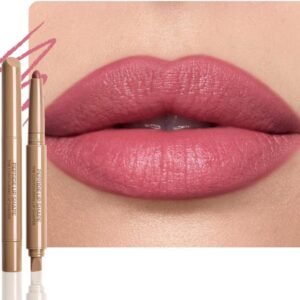 SUAKE Pacote de lápis lipliner de batom fosco plump, giz de cera à prova d'água com borrão de silicone para definir contornos e esculpir lábios, fórmula cremosa suave e úmida para maquiagem labial-02