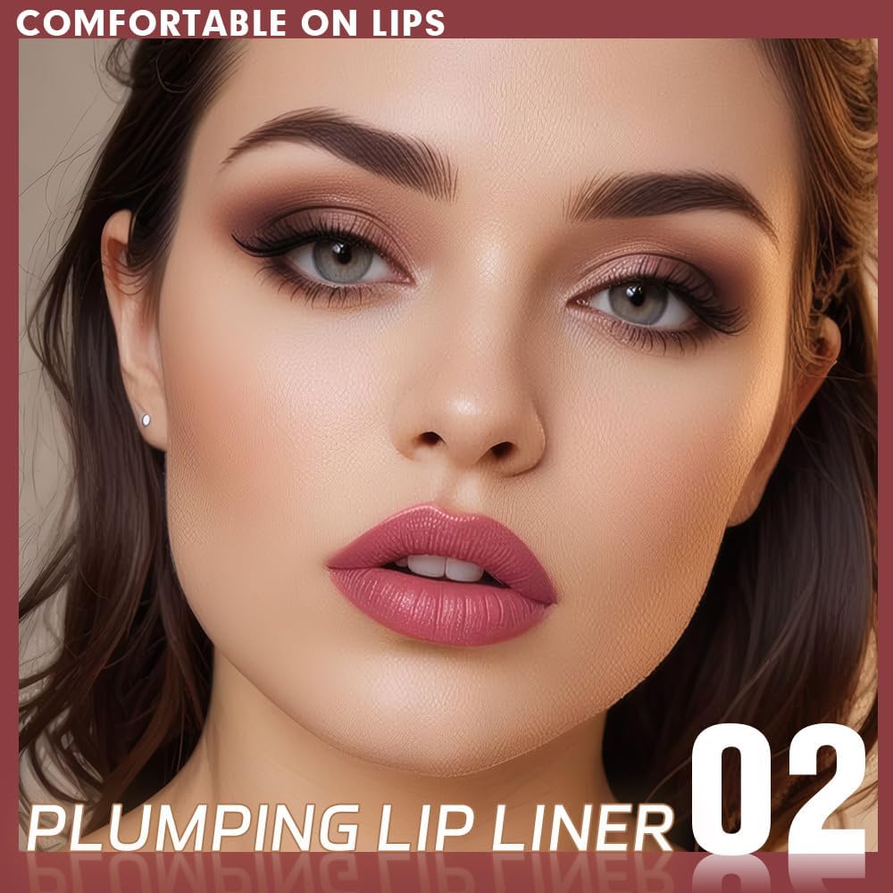 SUAKE Pacote de lápis lipliner de batom fosco plump, giz de cera à prova d'água com borrão de silicone para definir contornos e esculpir lábios, fórmula cremosa suave e úmida para maquiagem labial-02 - Imagem 2
