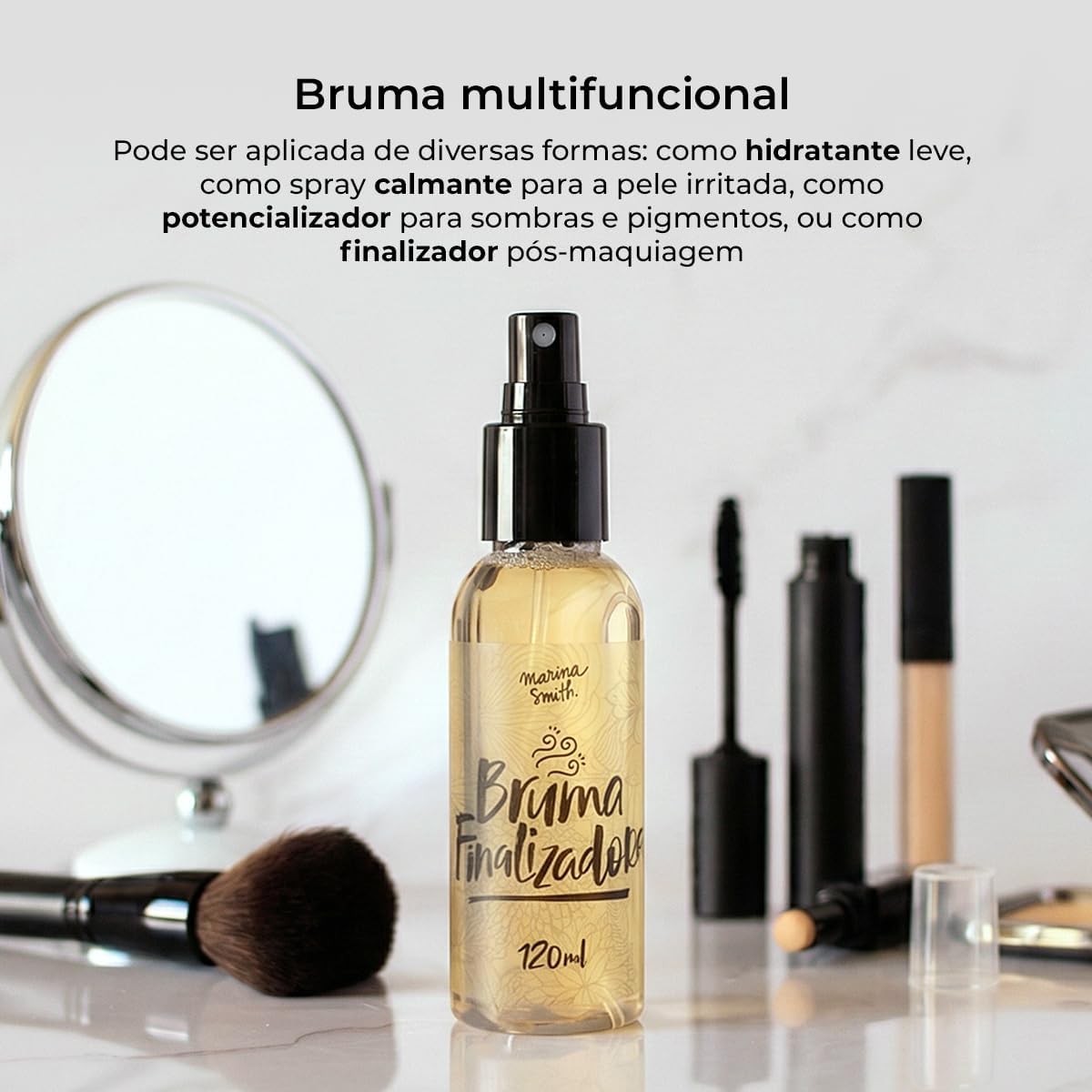 Marina Smith Bruma Facial Finalizadora Spray 120ml - Fixador de Maquiagem Hidratante com Pantenol, Camomila e Pepino - Spray Calmante e Refrescante para Todos os Tipos de Pele - Imagem 2