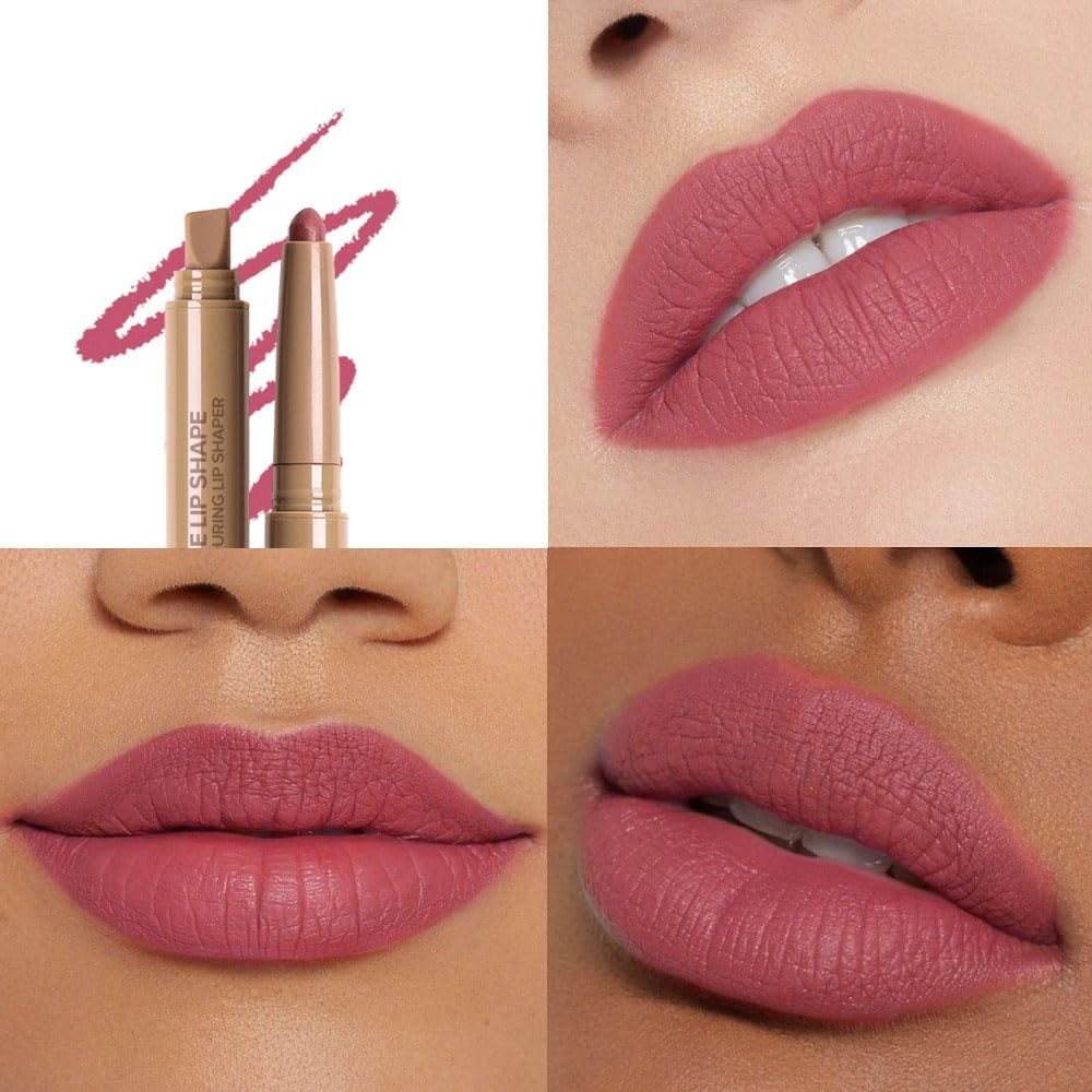 SUAKE Pacote de lápis lipliner de batom fosco plump, giz de cera à prova d'água com borrão de silicone para definir contornos e esculpir lábios, fórmula cremosa suave e úmida para maquiagem labial-02 - Imagem 3