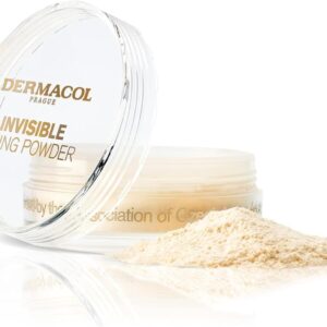 Pó fixador translúcido Dermacol Invisible Fixing Powder, acabamento matte, à prova de toque, para pele oleosa e outros tipos de pele, pó solto com esponja aplicadora, sem perfume, 13,5 g – LIGHT
