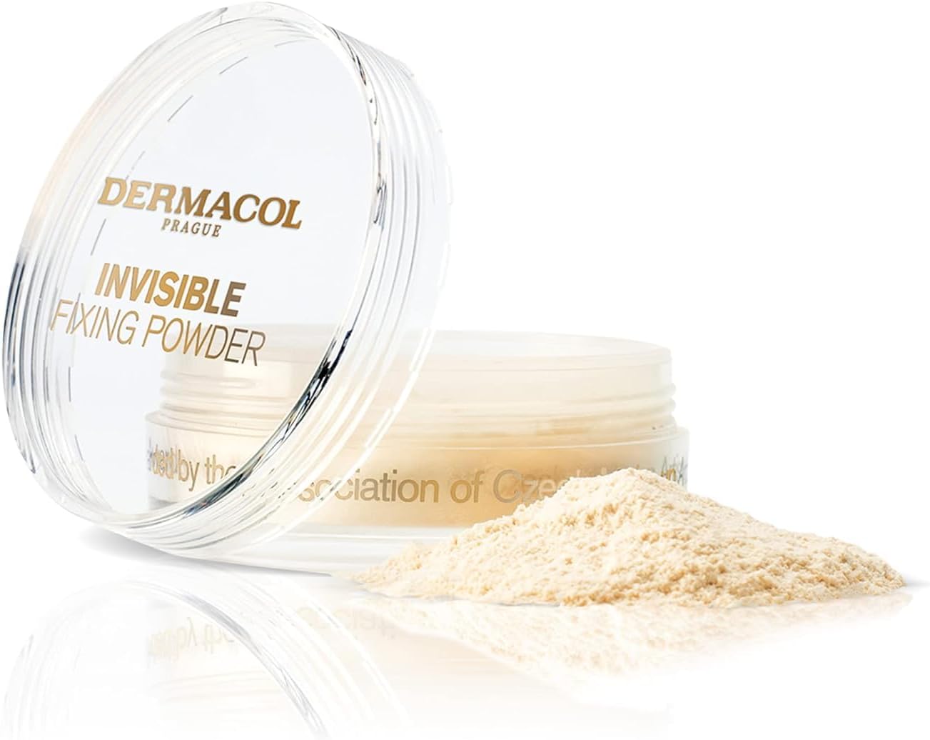 Pó fixador translúcido Dermacol Invisible Fixing Powder, acabamento matte, à prova de toque, para pele oleosa e outros tipos de pele, pó solto com esponja aplicadora, sem perfume, 13,5 g – LIGHT