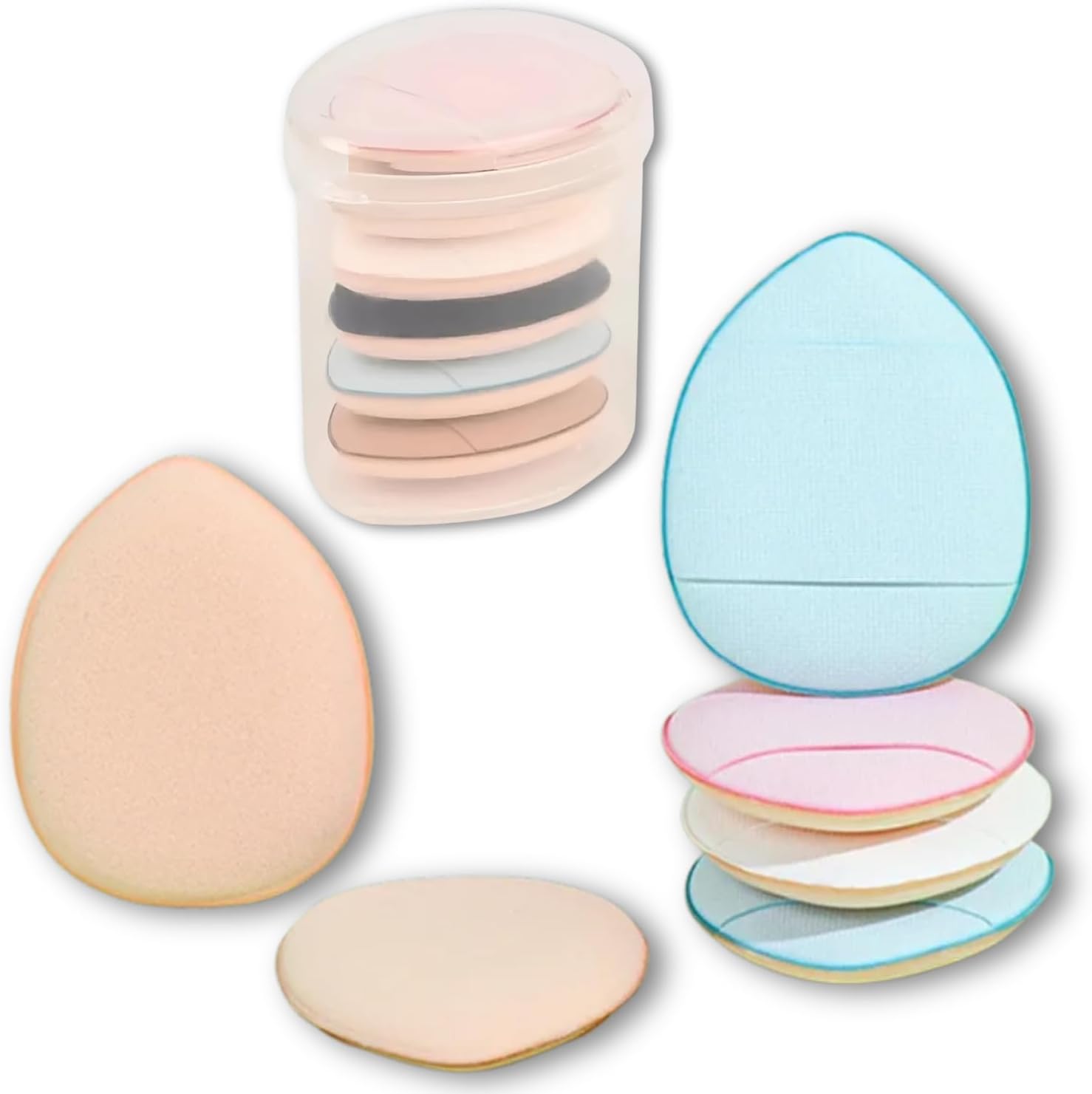 Kit com 6 Mini Esponjas de Maquiagem para Base, Corretivo, Pó, Formato Gota, Ideal para Contorno e Áreas de Difícil Acesso, Toque Suave e Macio