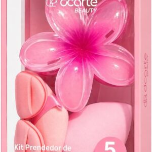 Esponja De Maquiagem Quarteto De Esponjas Gota Blend Mini Powder E Powder Puff Para Acabamento + Piranha Prendedor De Flor Grande (Rosa Claro)