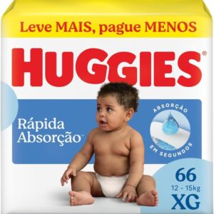 Huggies Fralda Descartável Rápida Absorção XG - 66 Un (embalagem pode variar)