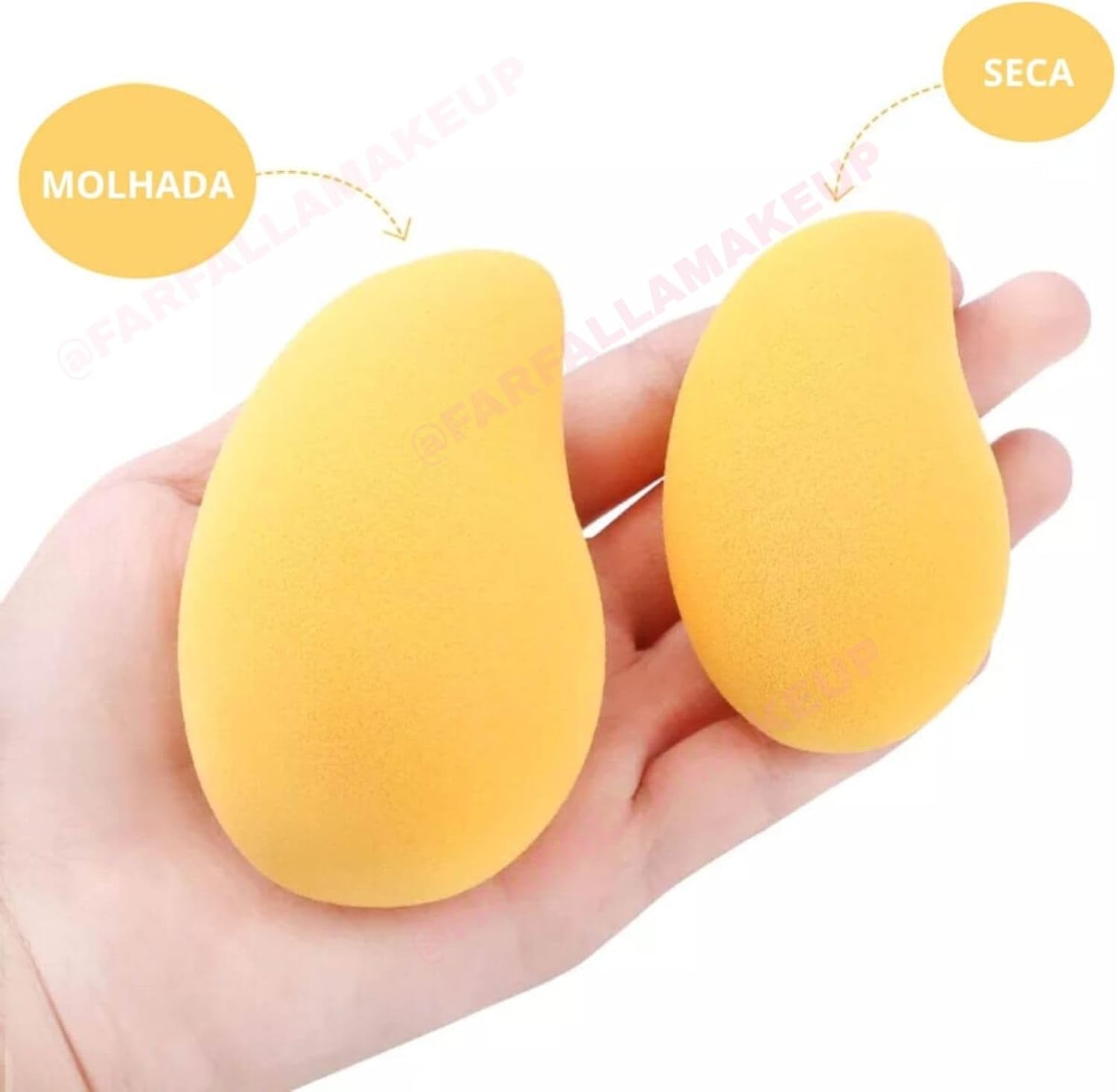 2 UNIDADES Esponja de Maquiagem em Formato de Gota, mango, manga, Amarelo, para Aplicação de Base - Imagem 3