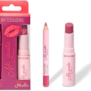 SP Colors Me Gusta Kit Lápis Labial e Batom Matte Rosa Cor 4 | Acabamento Matte, Cor Rosa, Kit Completo, Longa Duração, Uso Diário