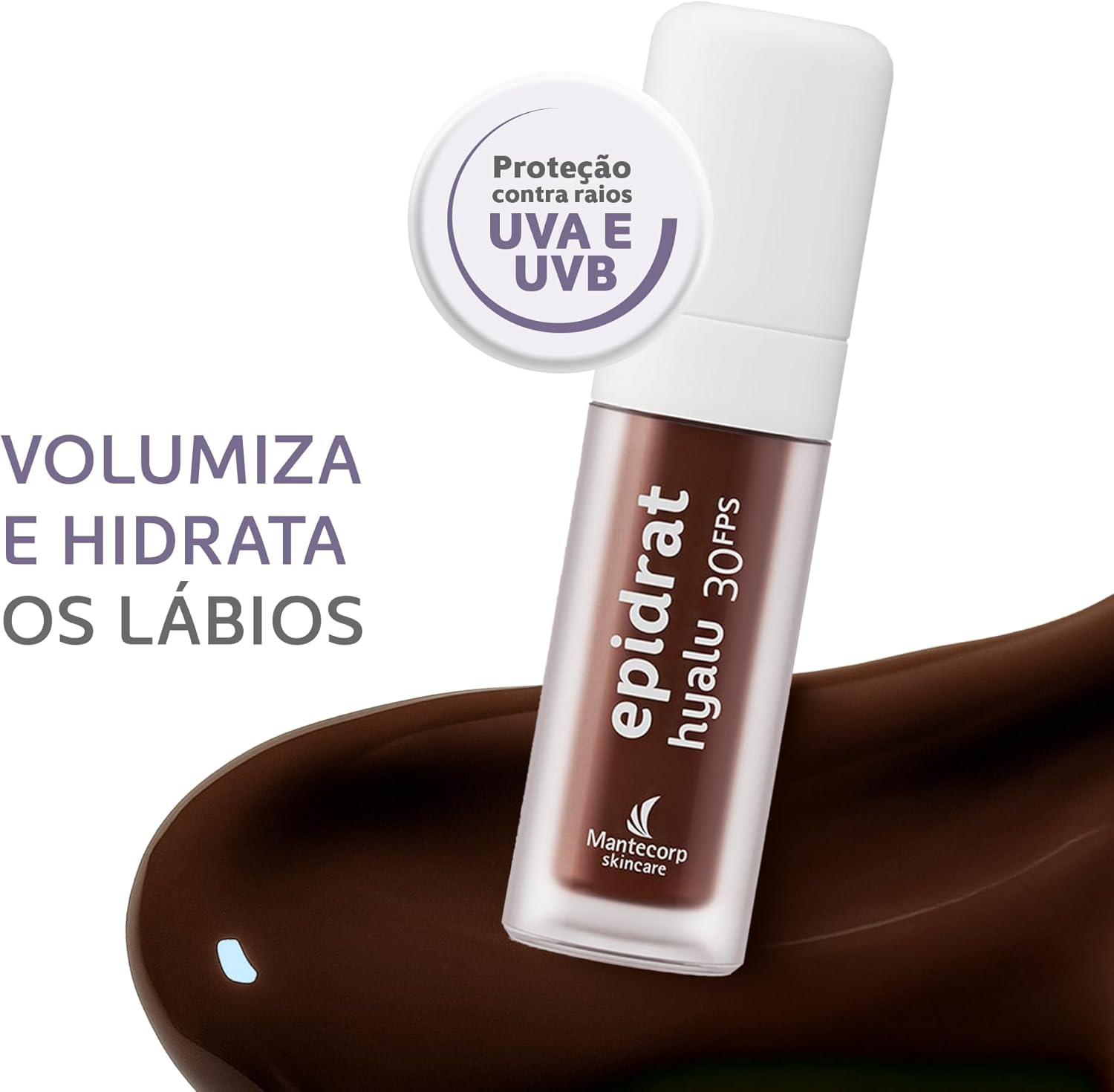 Hidratante Labial Volumizador Epidrat Hyalu Lip Oil Chocolate FPS30 6ml Mantecorp Skincare - Imagem 3