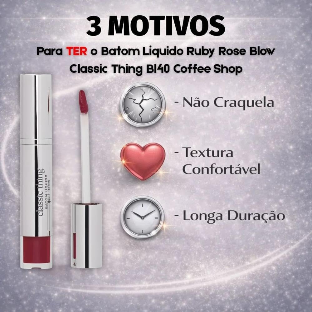 Ruby Rose - Batom Líquido Classic Thing Bl40 Coffee Shop Blow Hbl6205-4 - Imagem 5