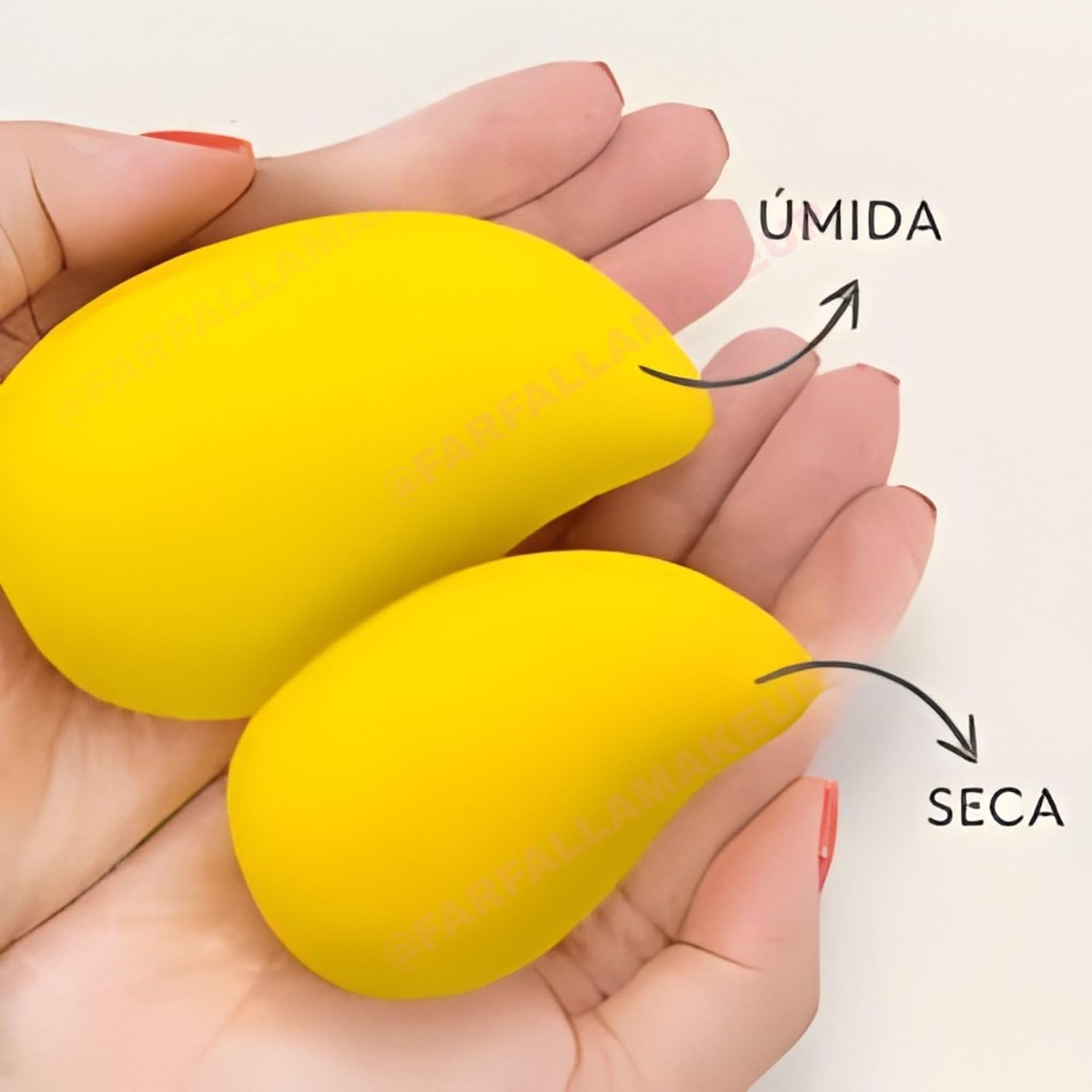 2 UNIDADES Esponja de Maquiagem em Formato de Gota, mango, manga, Amarelo, para Aplicação de Base - Imagem 2