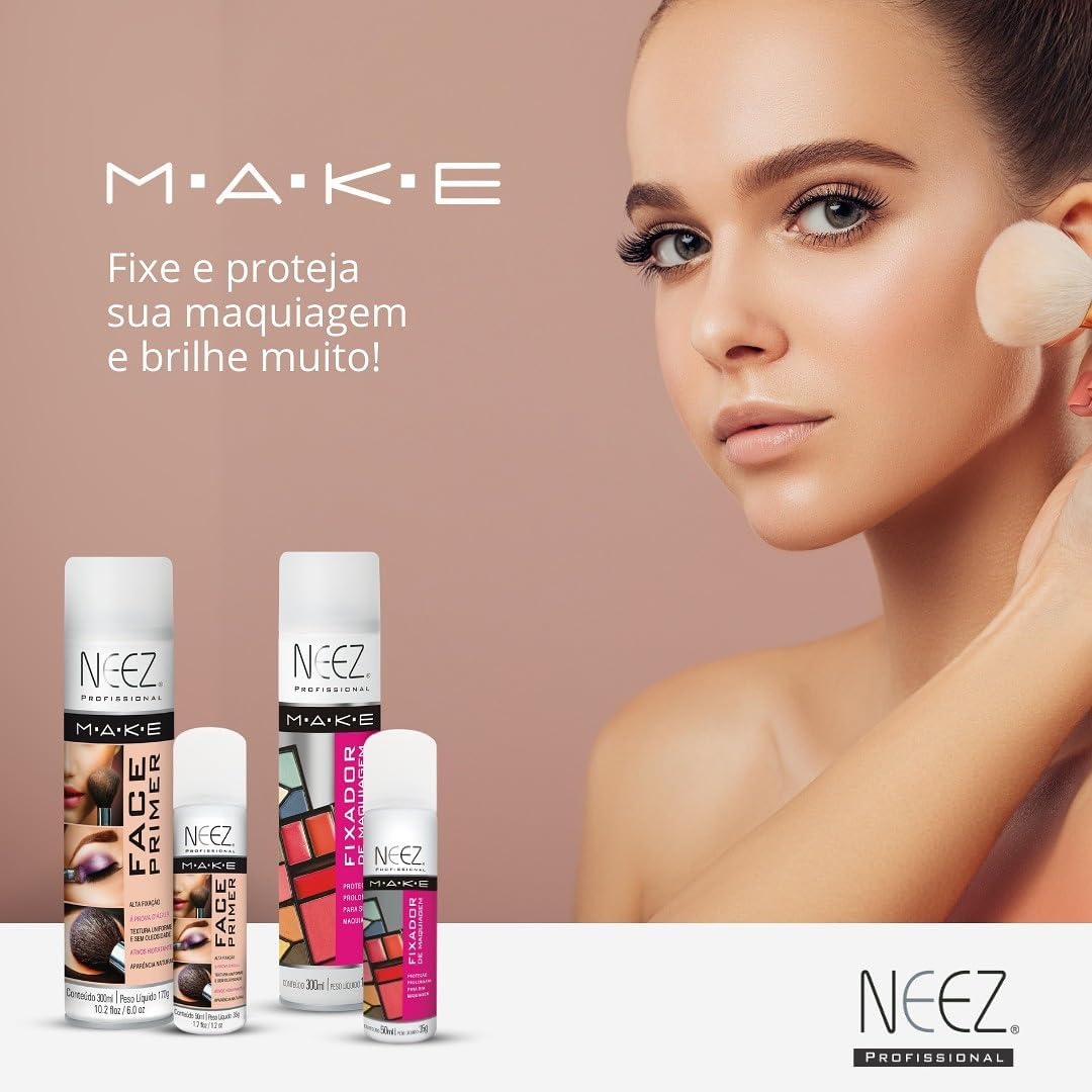 Kit 2 Primer Maquiagem Spray Neez Profissional Alta Fixação Make A Prova D'agua Facial 300ml - Imagem 4