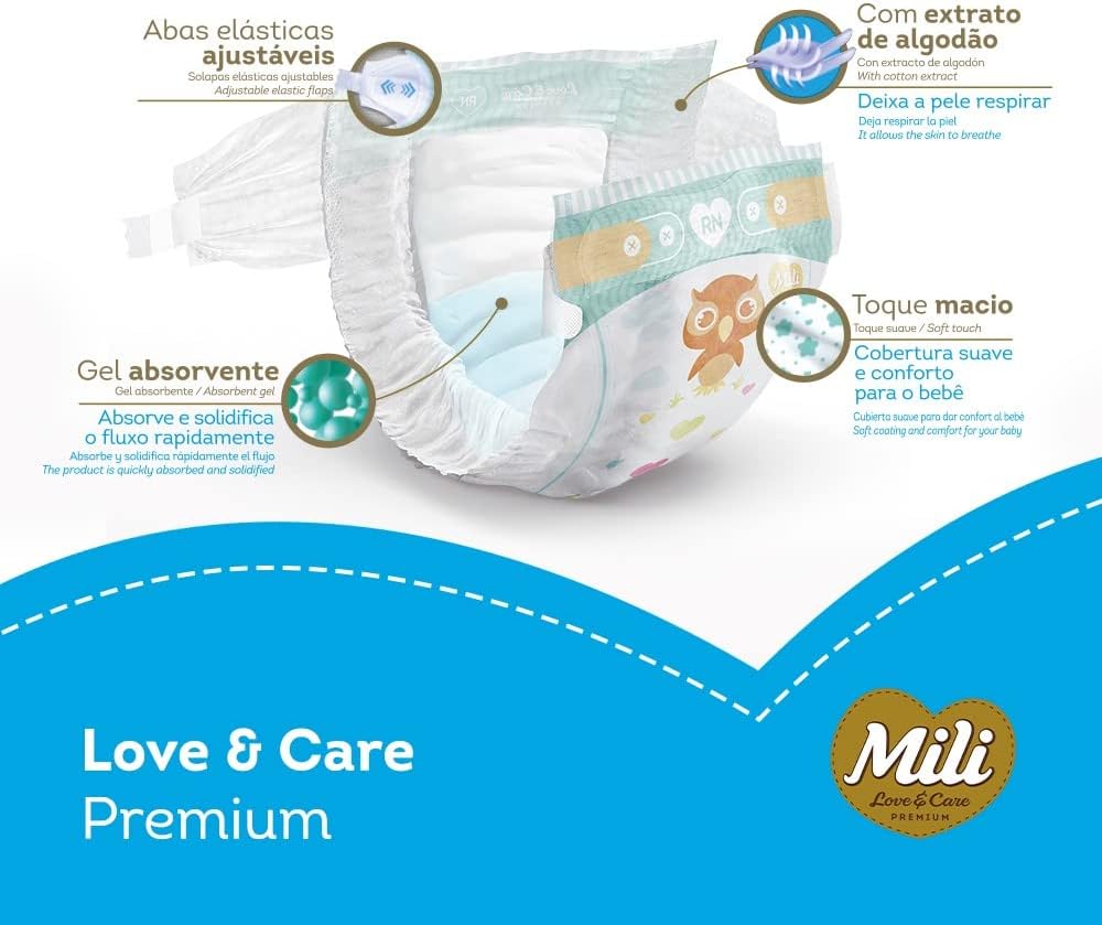 Mili Fralda Infantil Love & Care Tamanho G, Alta Absorção, Ajuste Confortável, 48 Unidades - Imagem 4