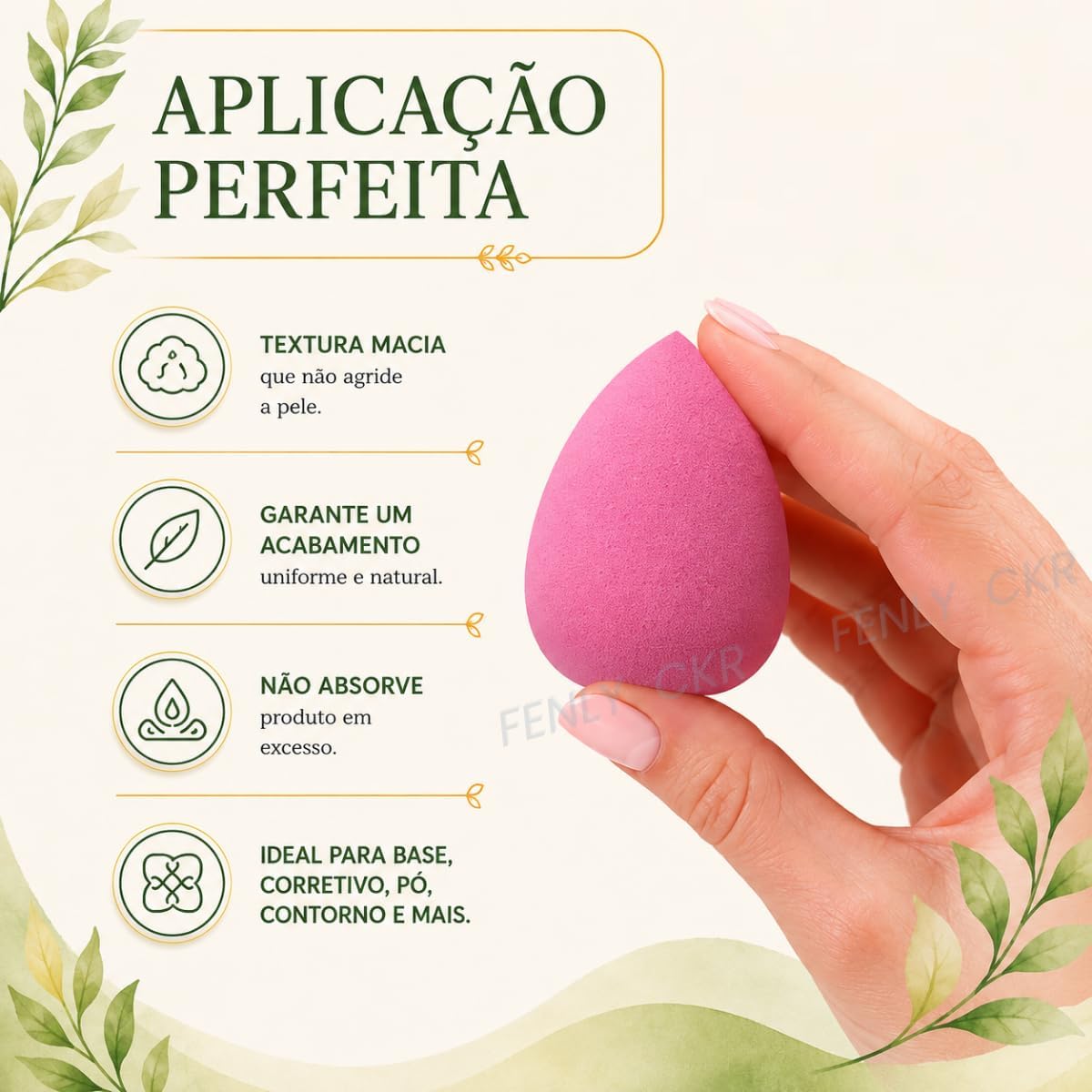 Kit 7 Esponjas de Maquiagem Sem Látex, Formatos Gota e Chanfrada, com Mini Esponjas e Pote Organizador - Imagem 4