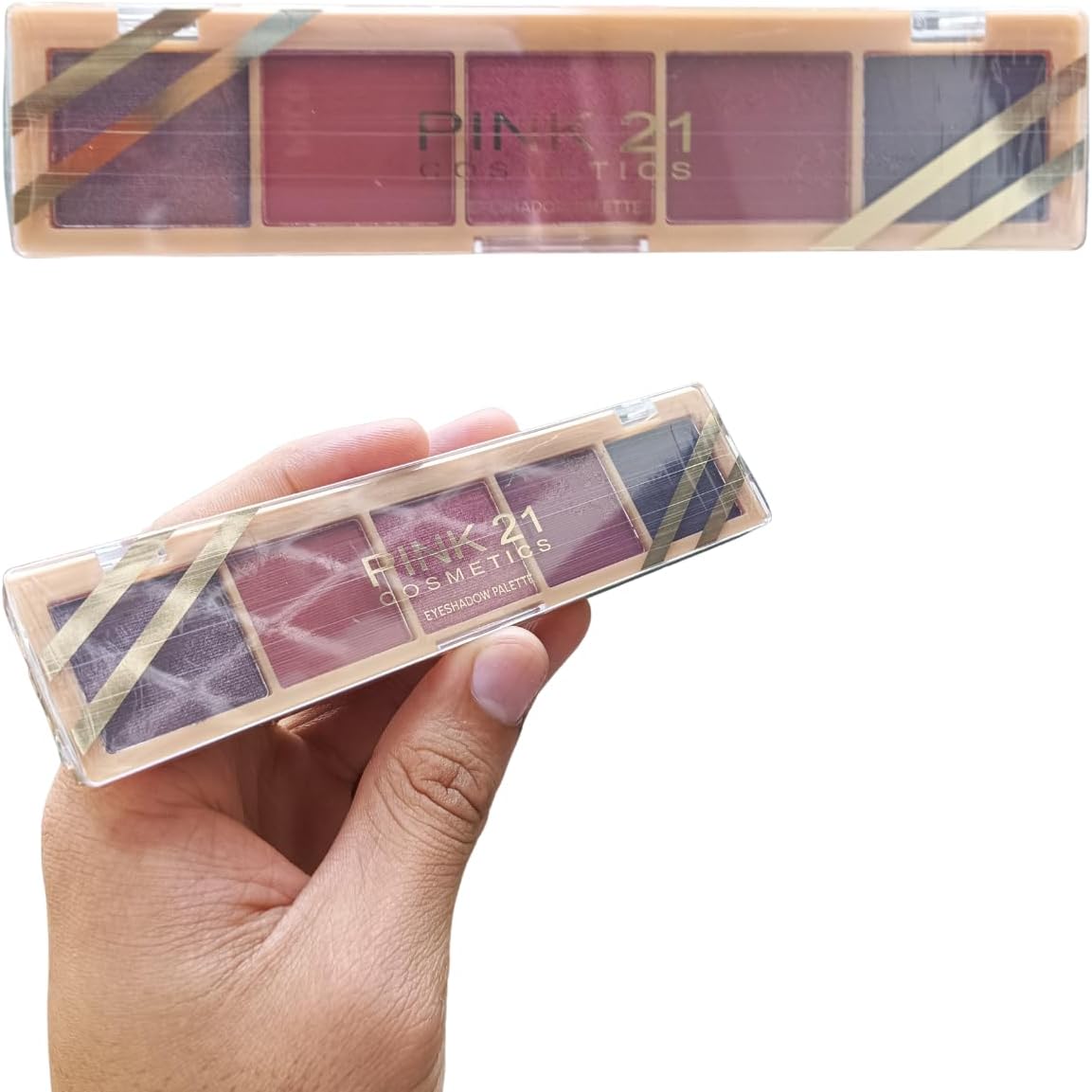 Paleta de sombras Eyeshadow pallet maquiagem Pink 21 5 cores de sombras cores Matte e Cintilante Textura aveludada - Cor 4
