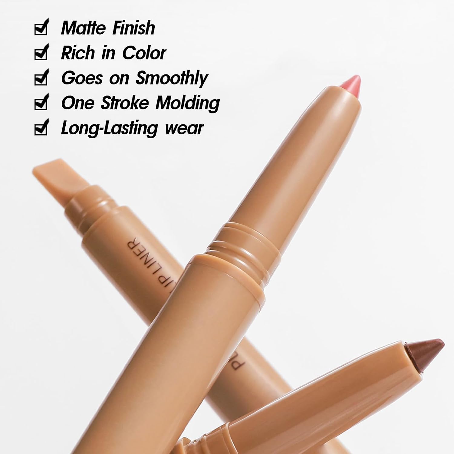 Lápis delineador labial batom fosco com borrão (01 rosa salmão) - Imagem 5