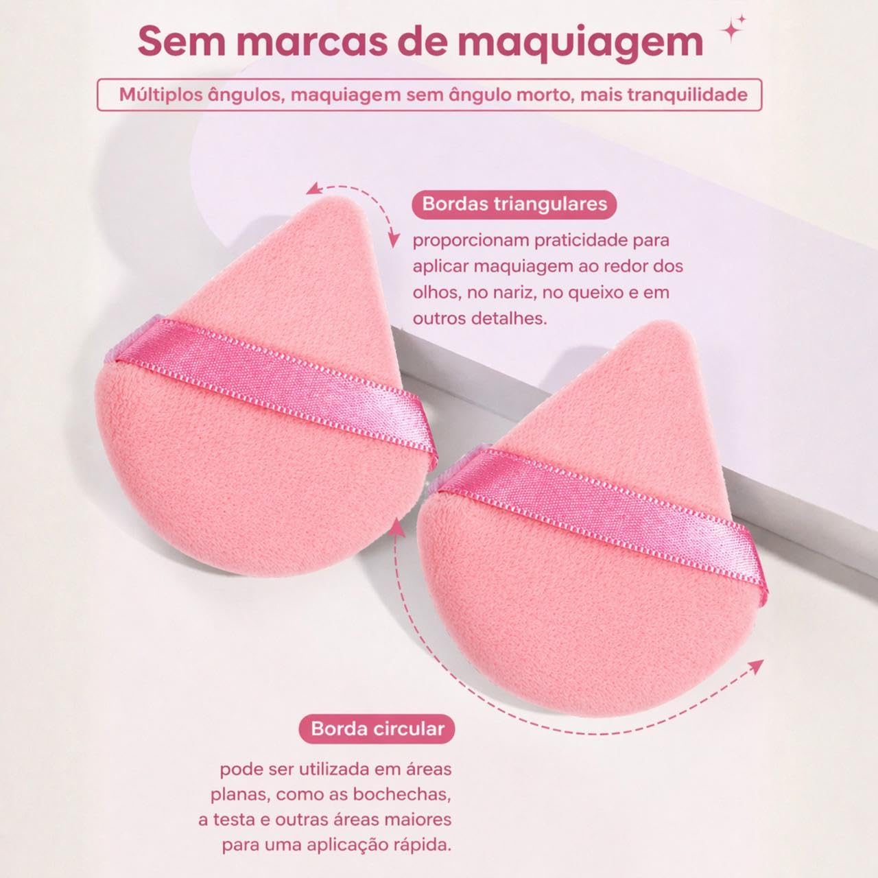 Esponja De Maquiagem Quarteto De Esponjas Gota Blend Mini Powder E Powder Puff Para Acabamento + Piranha Prendedor De Flor Grande (Rosa Claro) - Imagem 2