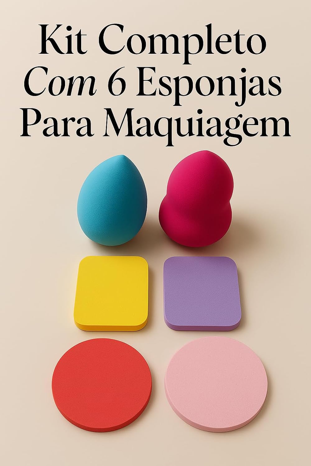Kit 6 Esponjas de Maquiagem Formatos Variados Beauty Blender Coloridas - Imagem 2