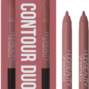 Huda Lip Contour Duo Rosa Blushed - 2 mini lápis labiais em rosa suave e marrom rosado