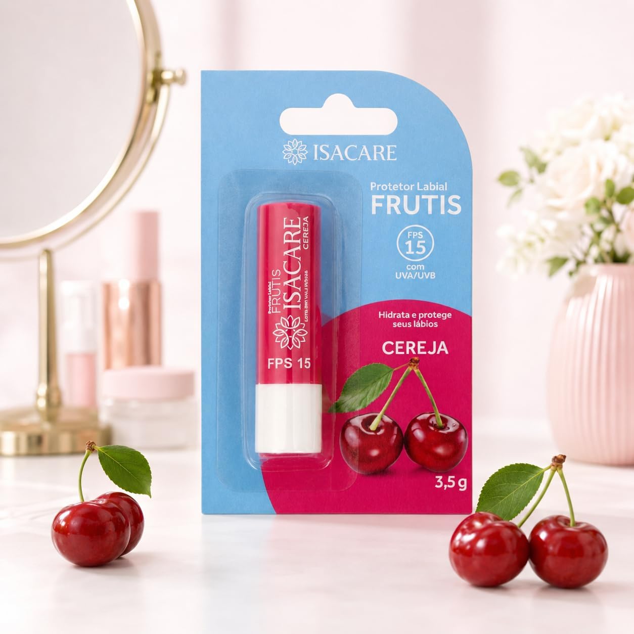 Isacare Protetor Labial Cereja Fps 15 Cor: Rosa - Imagem 2