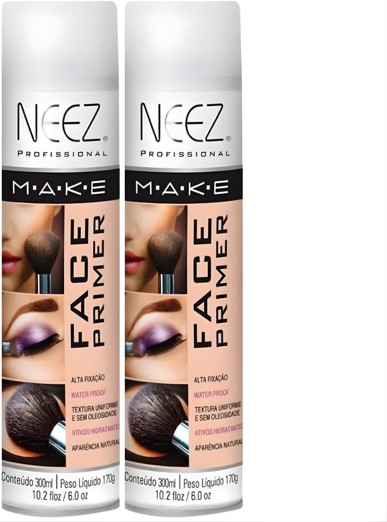 Kit 2 Primer Maquiagem Spray Neez Profissional Alta Fixação Make A Prova D'agua Facial 300ml