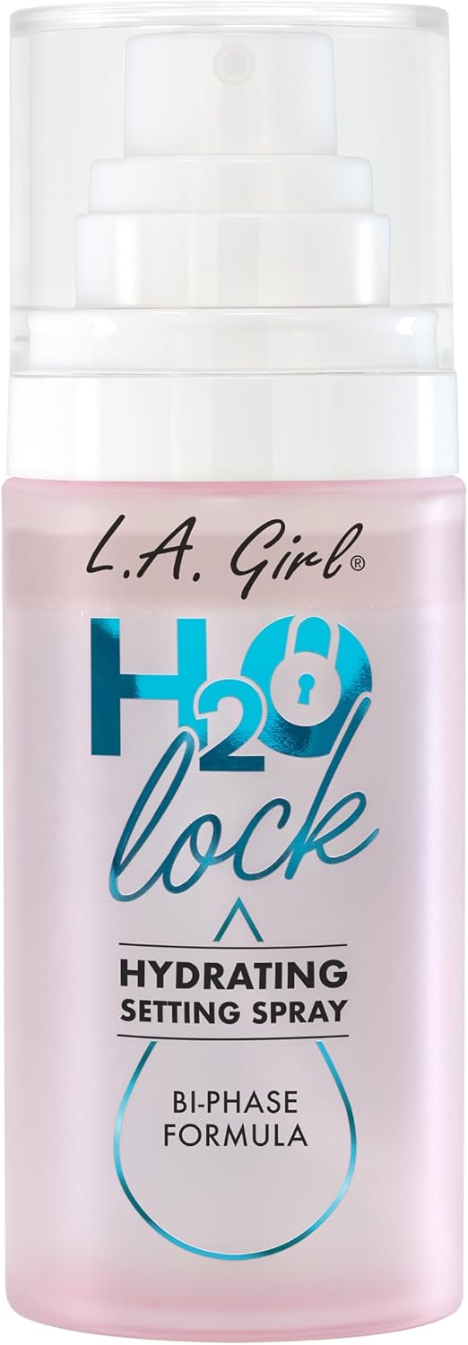L.A. Girl Spray H2O Lock Setting Spray, hidratante bifásico para maquiagem com Aloe Vera, vitamina E, extrato de pepino, acabamento orvalhado, longa duração G97882 - Imagem 2