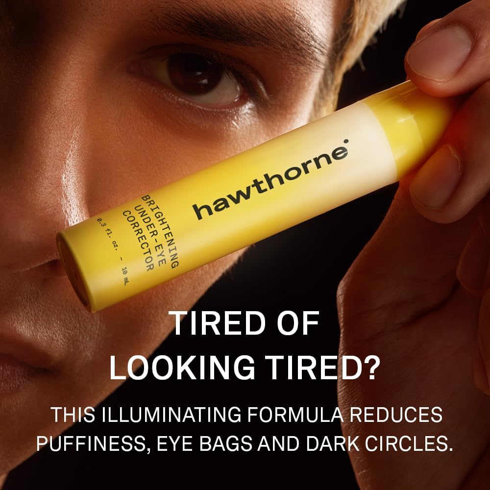 Hawthorne Creme de olhos clareador masculino para olheiras. Tratamento sob os olhos para homens. Reduza o inchaço, bolsas oculares e rugas com cafeína natural, pepino, peptídeos e vitamina C. 8,5 g - Imagem 2
