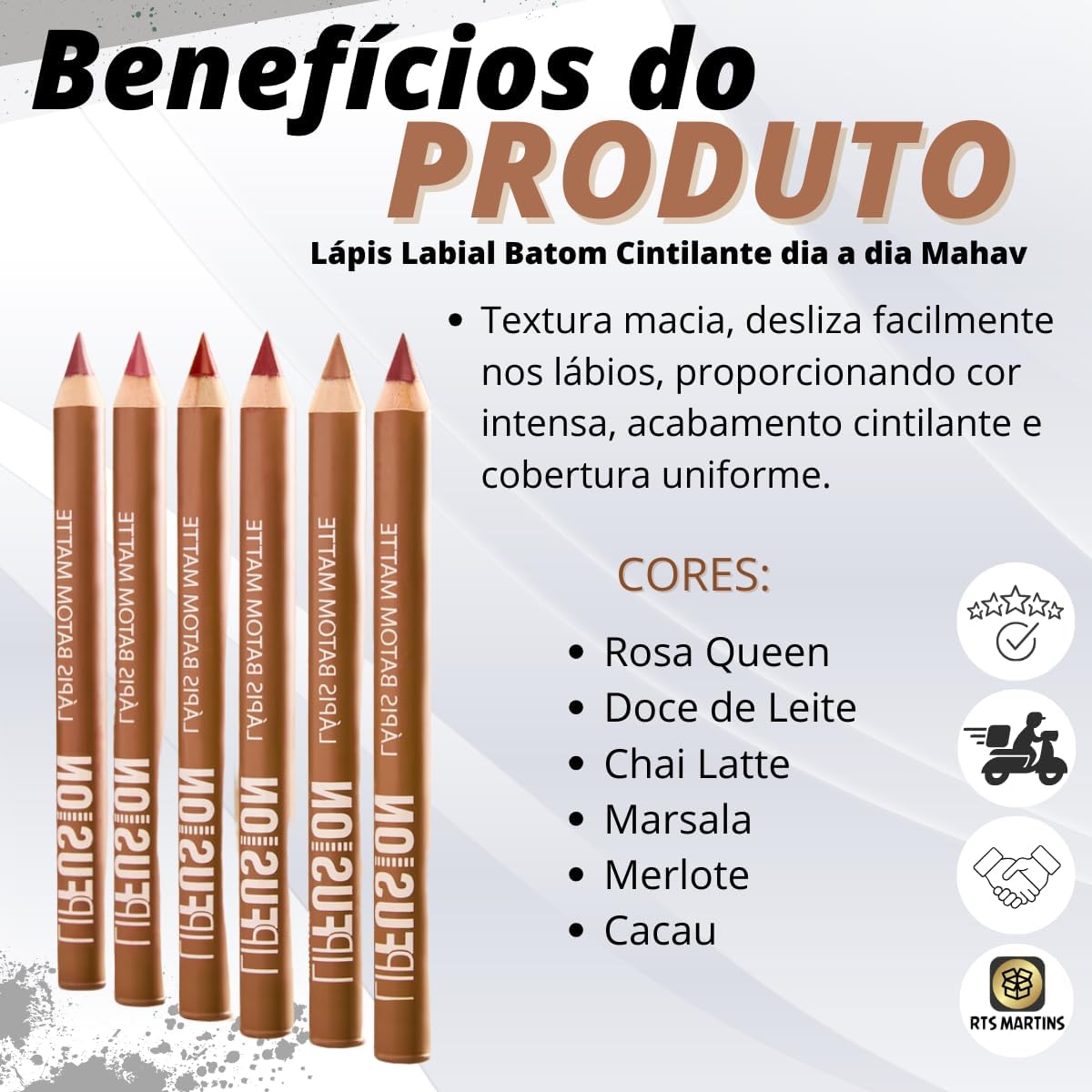 Lápis Labial Batom Cintilante Lip Fusion com Apontador Mahav (DOCE DE LEITE) - Imagem 3